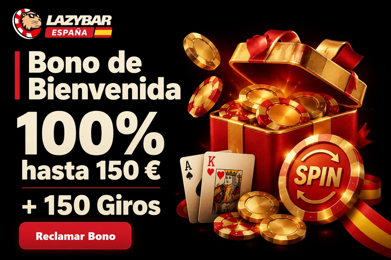 Bono bienvenida Lazybar España — 100% hasta 150 € + 150 giros gratis en Big Bass Splash